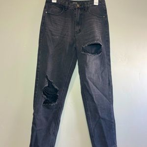 NastyGal Distressed High-Waisted Mom Jeans M